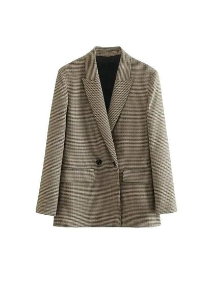 Chic Plaid Blazer – Vintage Double Breasted Versatile Layering Jacket 3