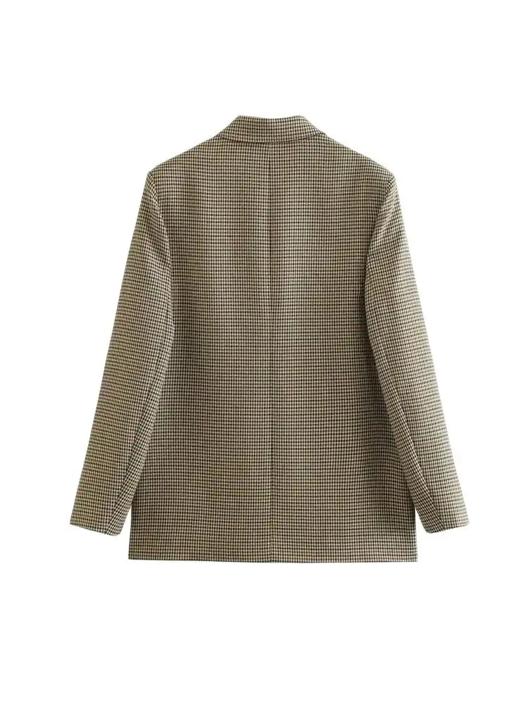 Chic Plaid Blazer – Vintage Double Breasted Versatile Layering Jacket 4