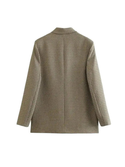 Chic Plaid Blazer – Vintage Double Breasted Versatile Layering Jacket 4