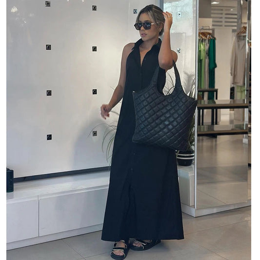 Chic Summer Long Dress – Unique Neck-Hanging Design for Effortless Style 1