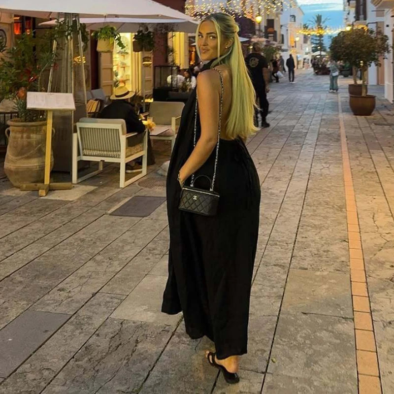 Chic Summer Long Dress – Unique Neck-Hanging Design for Effortless Style 2