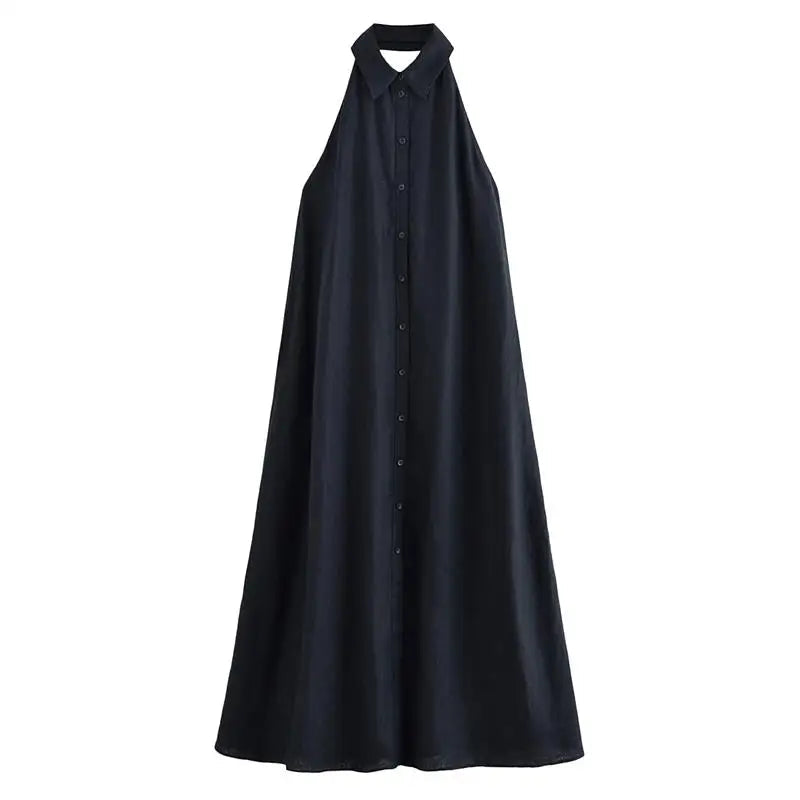 Chic Summer Long Dress – Unique Neck-Hanging Design for Effortless Style 4