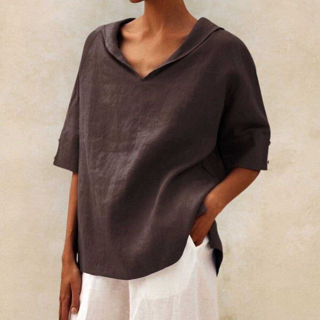 Clara | Relaxed Fit V-Neck Top with Effortless Style - Lumina 3