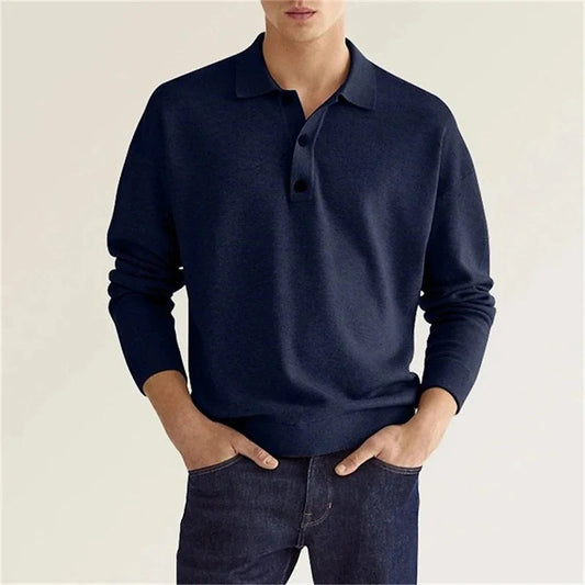 Classic Fit Long Sleeve Polo Shirt – Breathable Fabric for Golf and Leisure 0