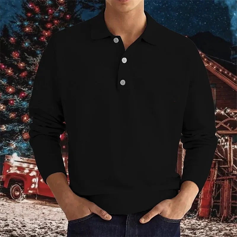 Classic Fit Long Sleeve Polo Shirt – Breathable Fabric for Golf and Leisure 3