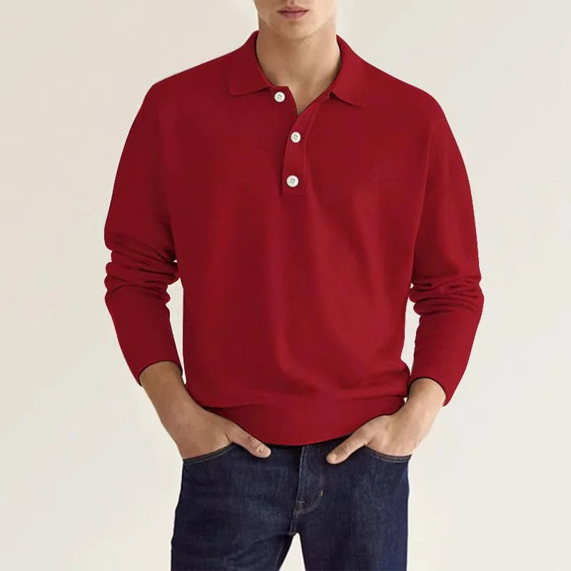 Classic Fit Long Sleeve Polo Shirt – Breathable Fabric for Golf and Leisure 4