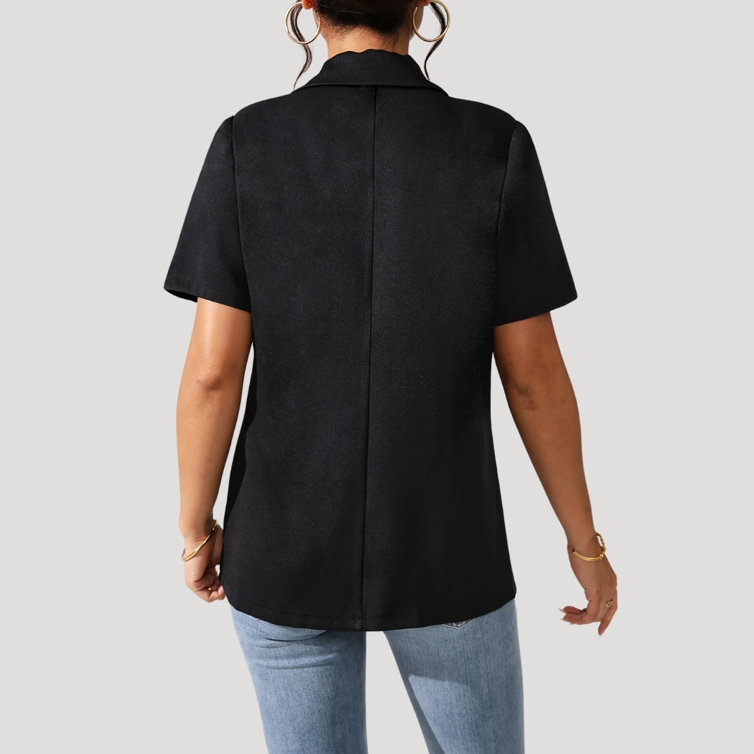 Classic Women's short-sleeve black blazer 3