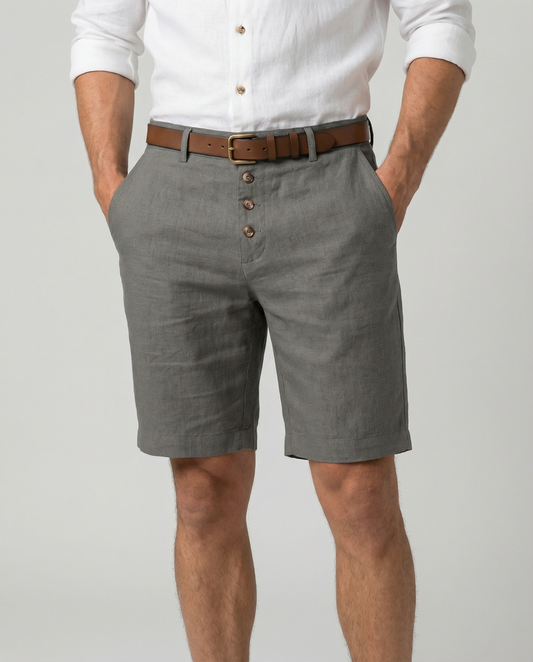 Coastal Casual Shorts – Stylish Triple Button Design for Comfortable Summer Outings 1