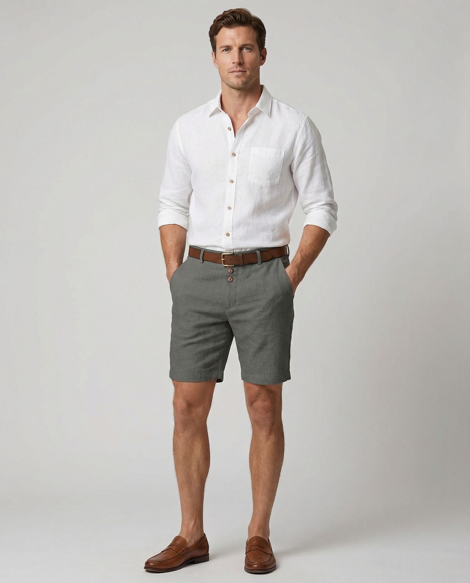 Coastal Casual Shorts – Stylish Triple Button Design for Comfortable Summer Outings 3