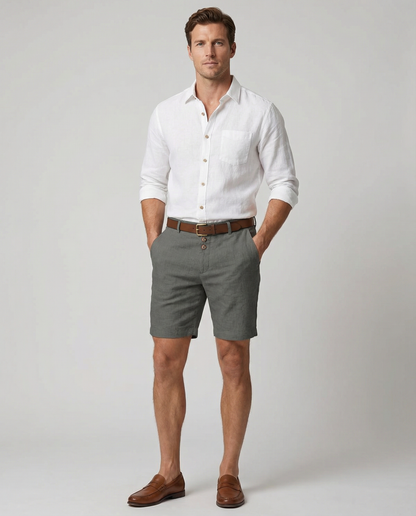 Coastal Casual Shorts – Stylish Triple Button Design for Comfortable Summer Outings 3