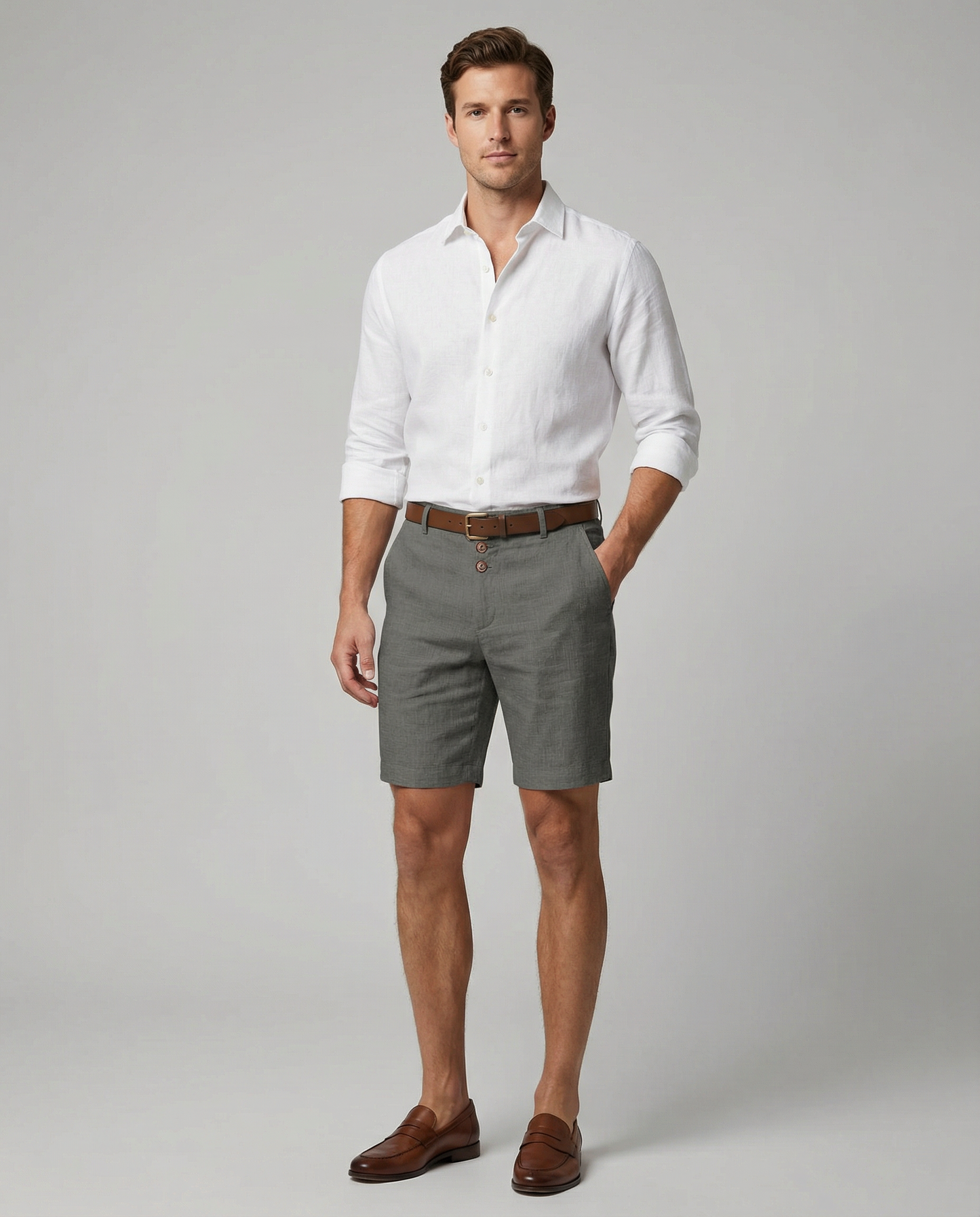 Coastal Casual Shorts – Stylish Triple Button Design for Comfortable Summer Outings 4