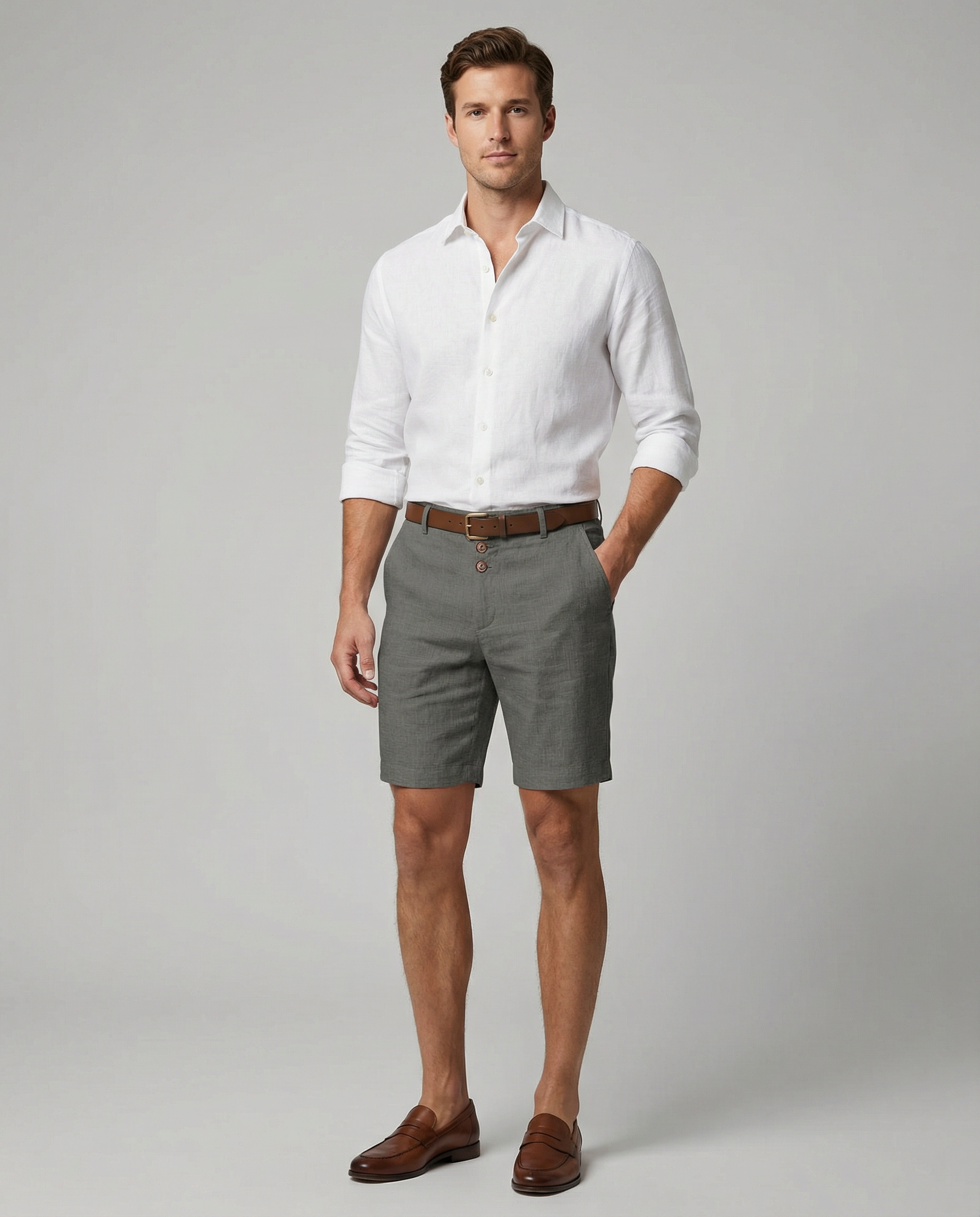 Coastal Casual Shorts – Stylish Triple Button Design for Comfortable Summer Outings 4