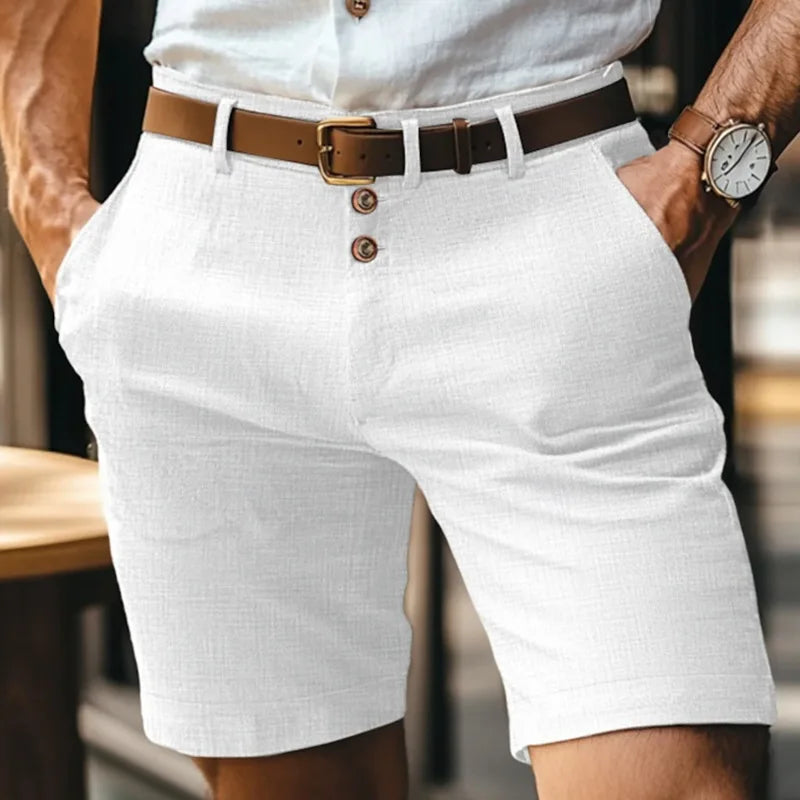 Coastal Casual Shorts – Stylish Triple Button Design for Comfortable Summer Outings 5
