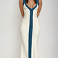 Colorblock V-Neck Ribbed Maxi Dress 0