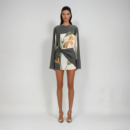 Constance Floral Twist Mini Dress 0