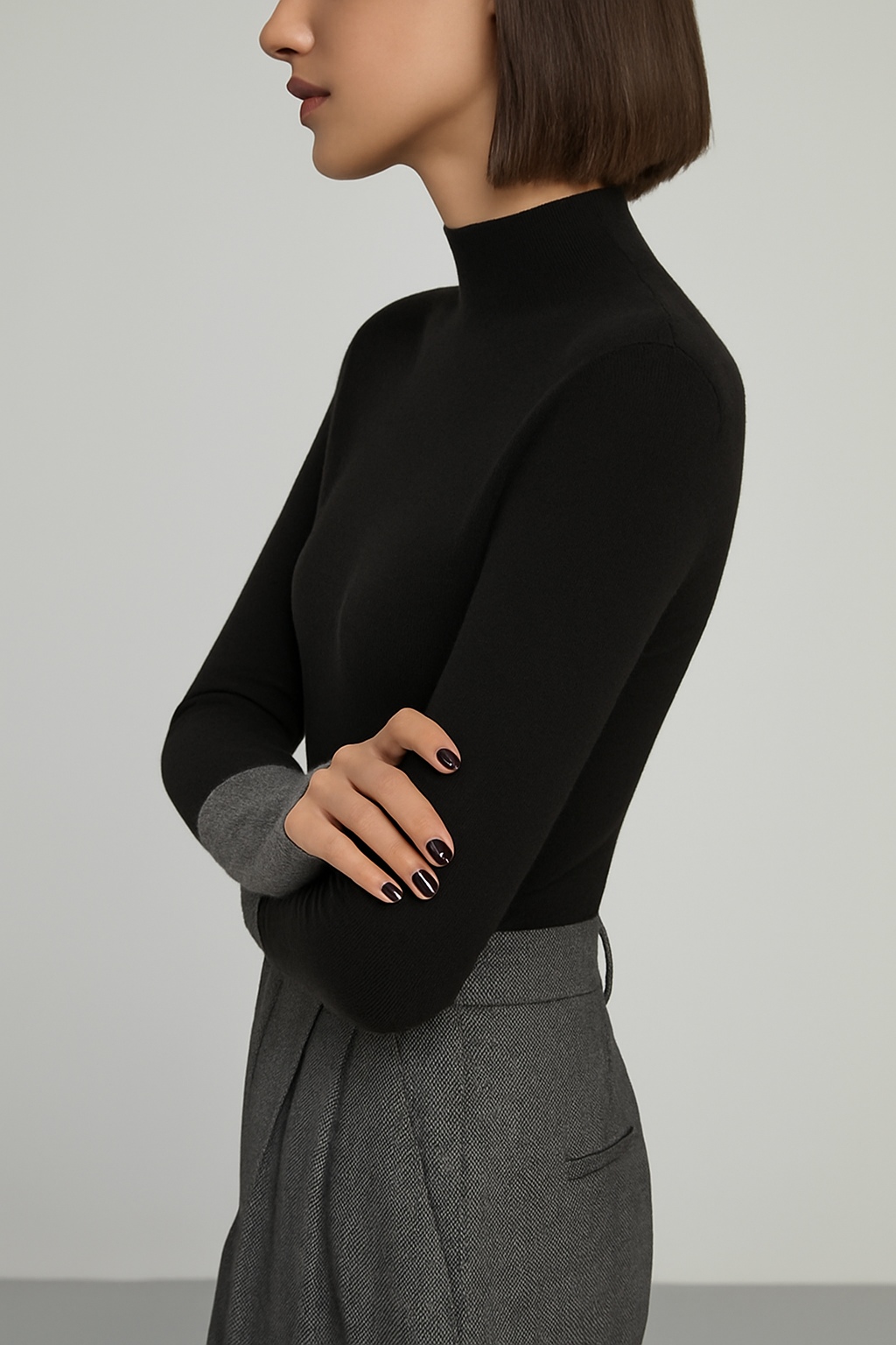 Contrast Cuff Knit Sweater 1