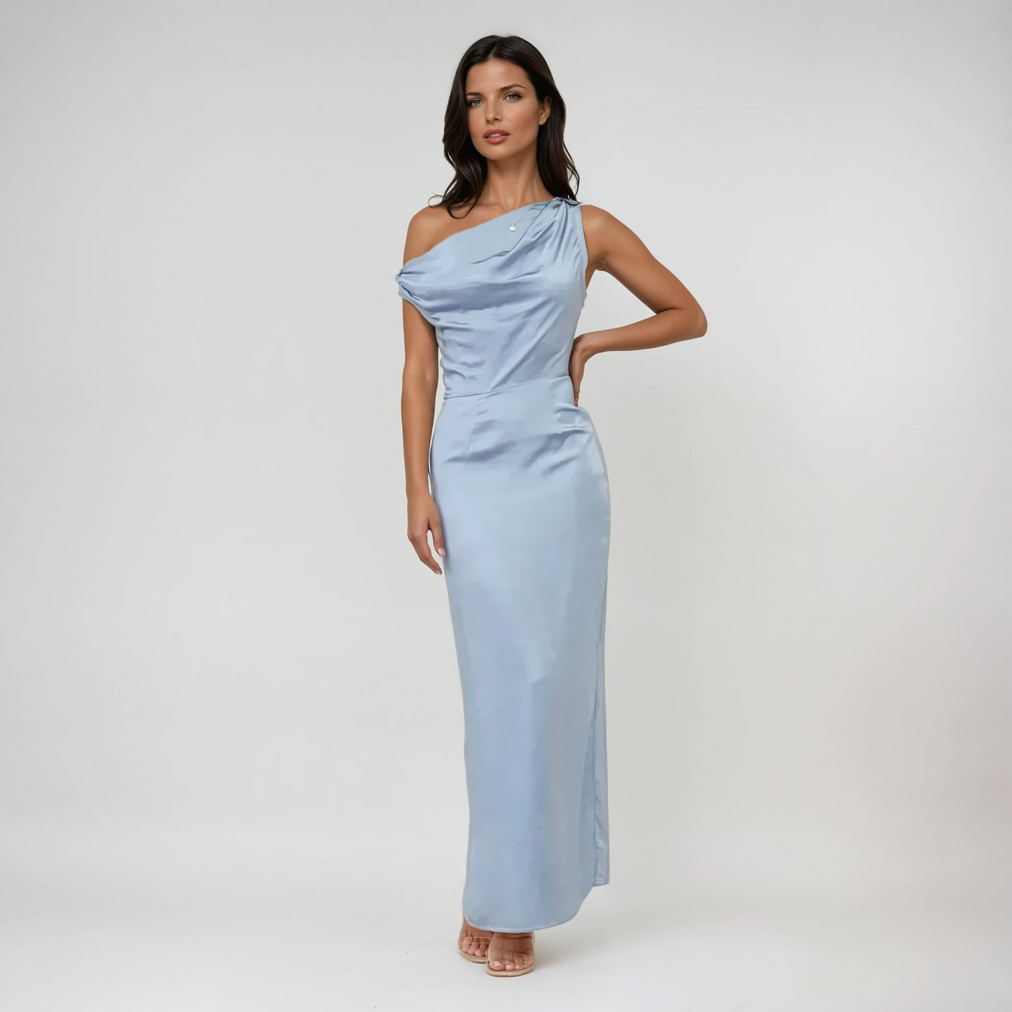 Coralie Draped Satin Maxi Dress 0