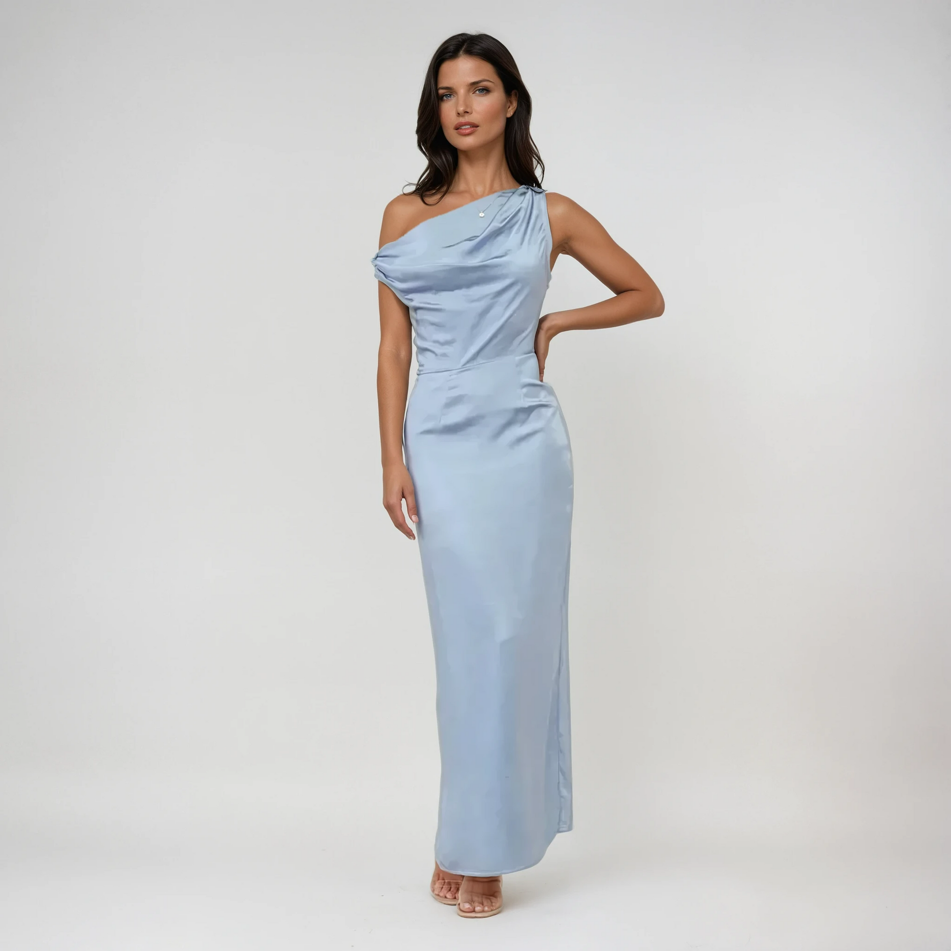Coralie Draped Satin Maxi Dress 0