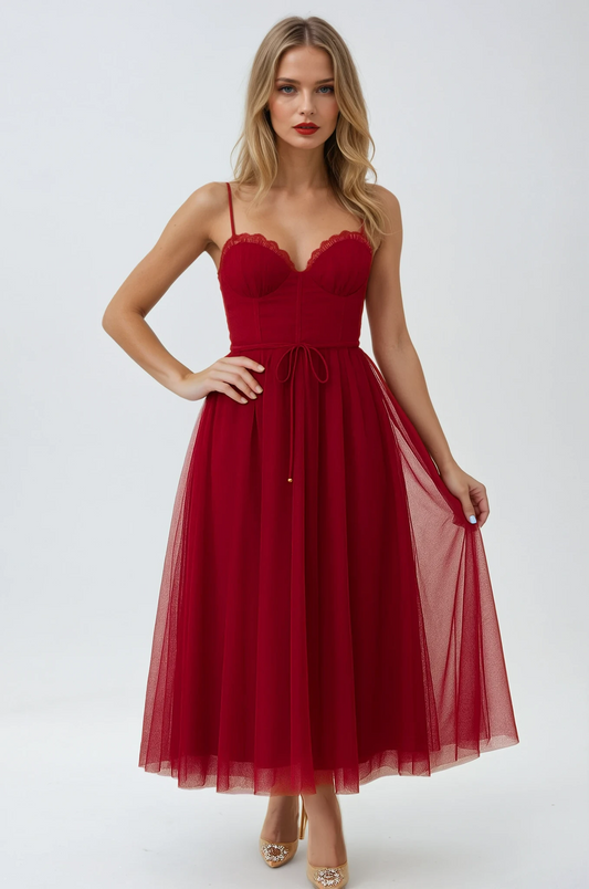 Corset Chiffon Midi Gown 1