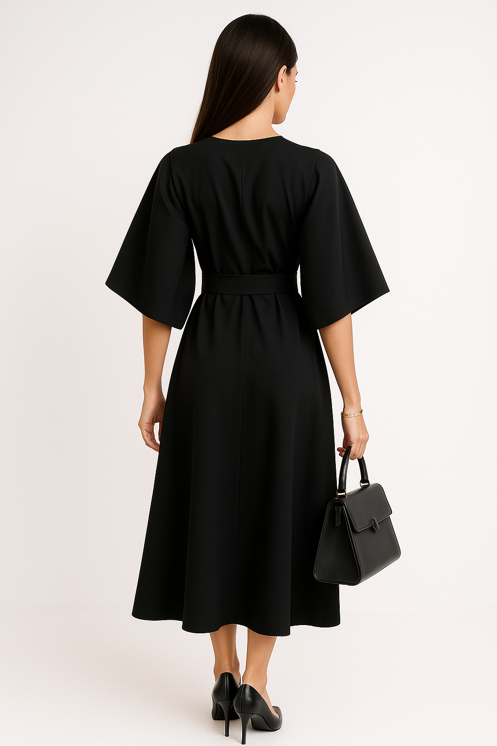 Crew Neck Midi Work Dress 1