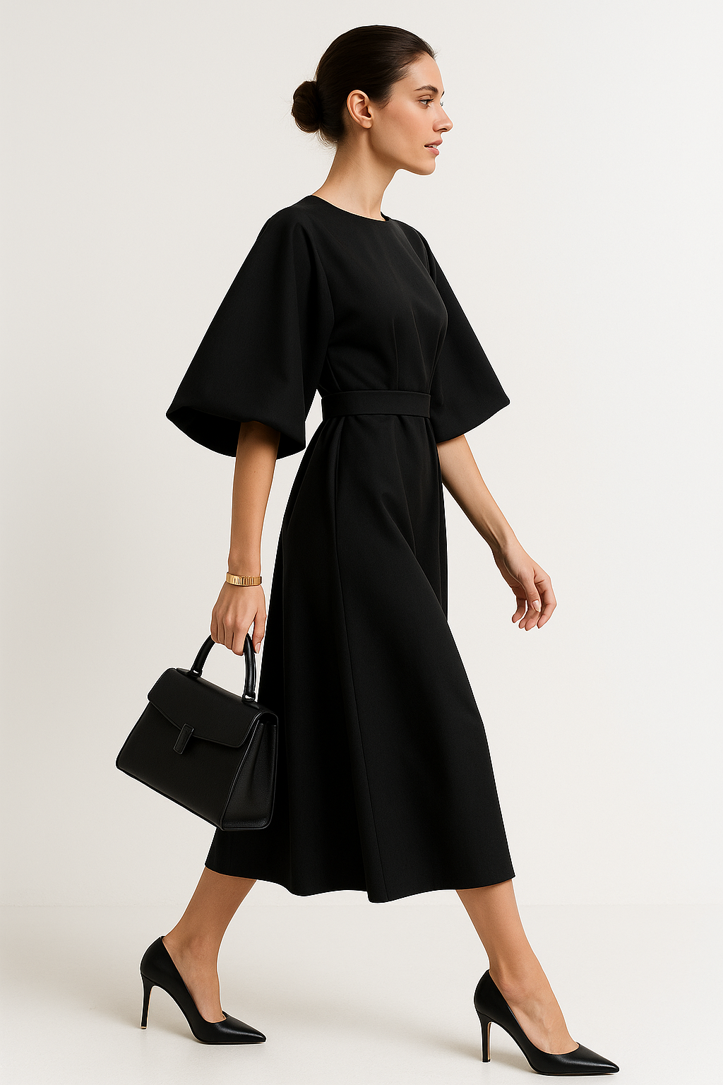 Crew Neck Midi Work Dress 2