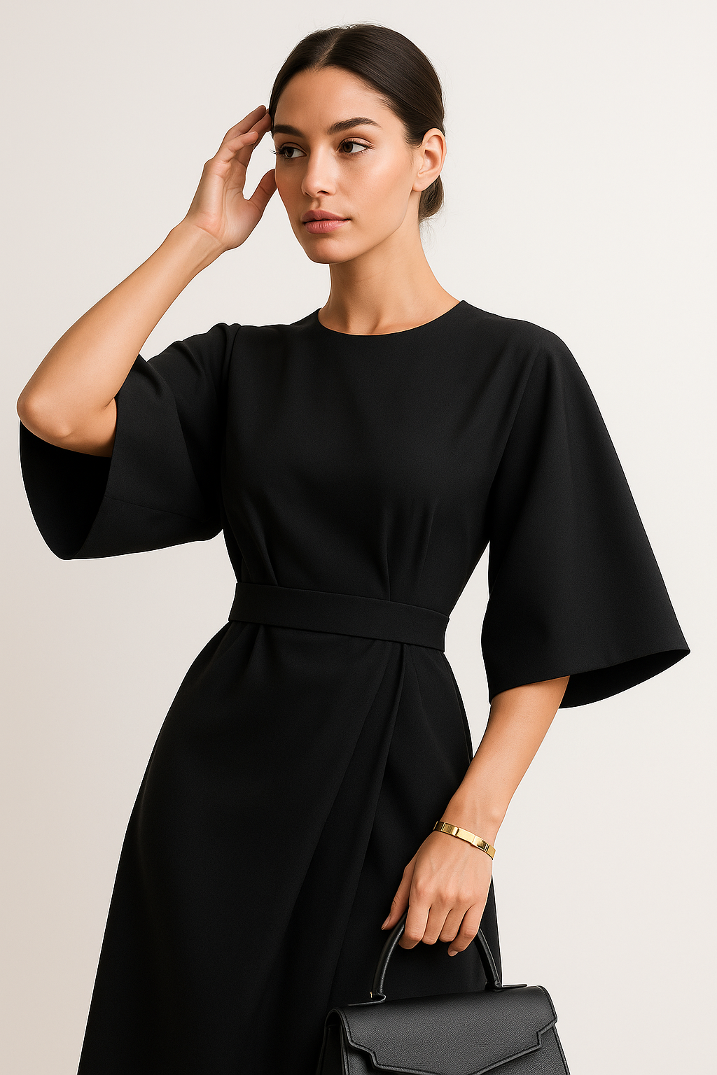 Crew Neck Midi Work Dress 3