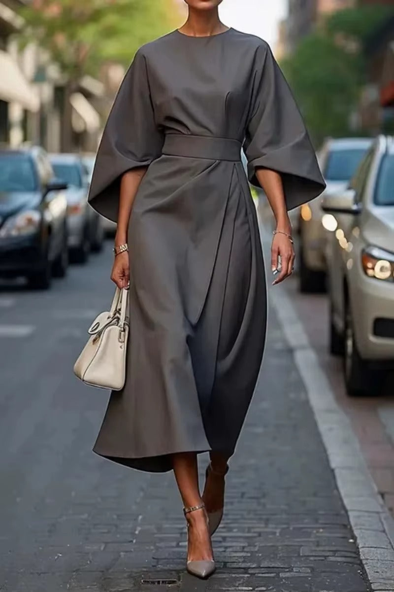 Crew Neck Midi Work Dress 4