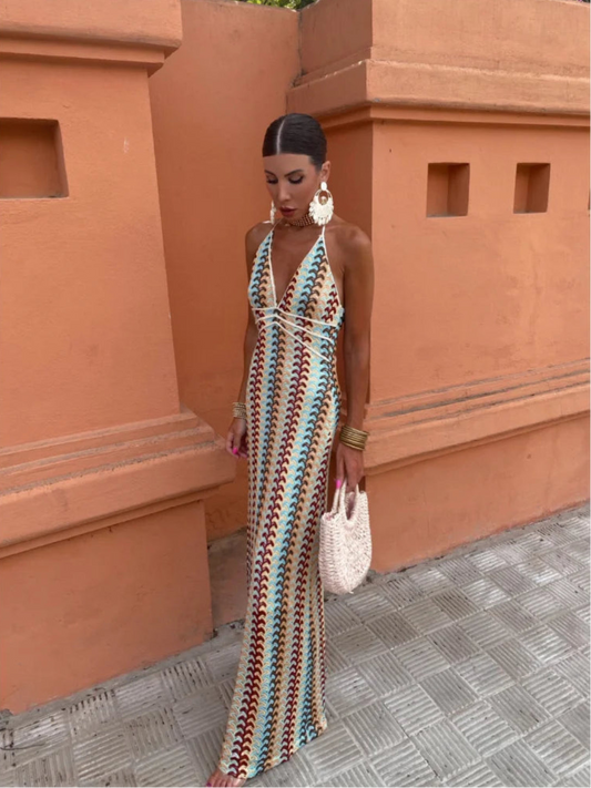 Crochet Halterneck Maxi Dress 0