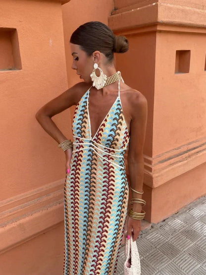 Crochet Halterneck Maxi Dress 3