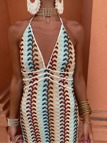 Crochet Halterneck Maxi Dress 4