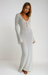 Crochet Long Sleeve Beach Cover Up Dress 0