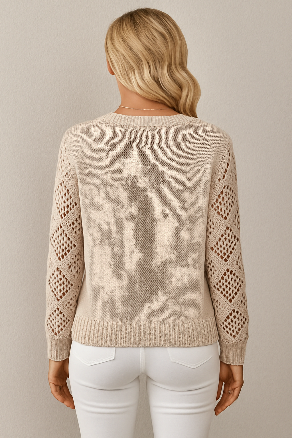 Crochet Sleeve Knit Sweater 1