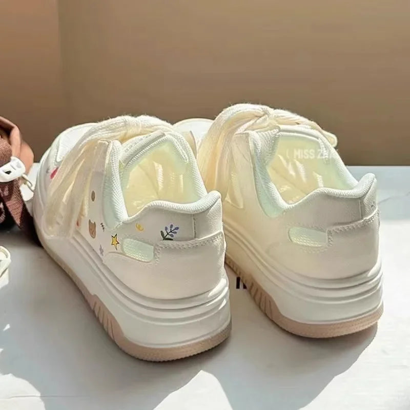 Cute Cartoon Designer Sneakers Women 2024 Summer Breathable Mesh Women's Vulcanized Shoes Casual Fashion Student Platform Shoes 4