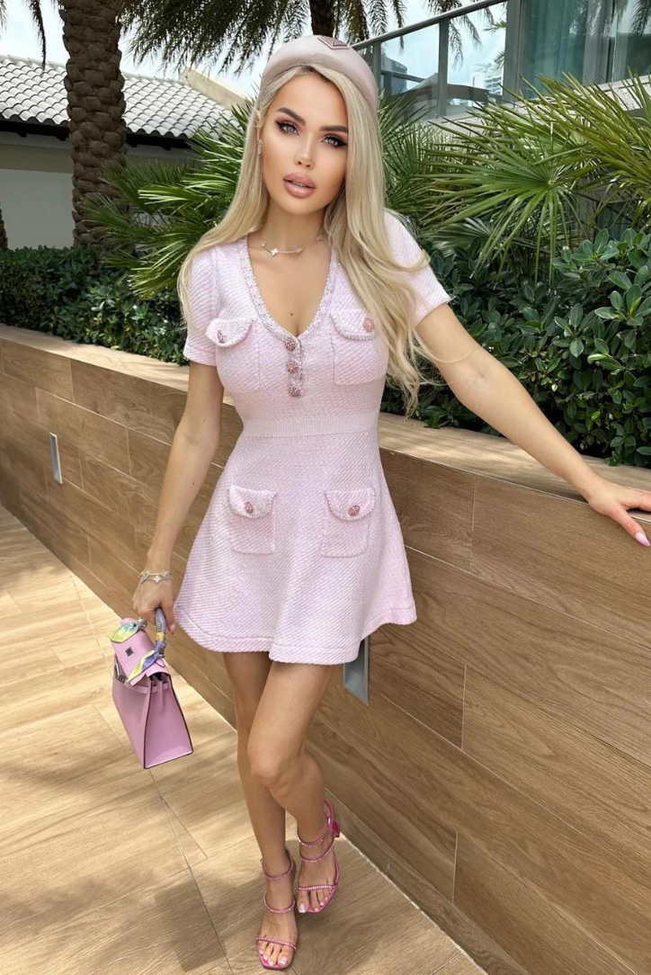 Cute Chic Baby Pink Mini Dress 4