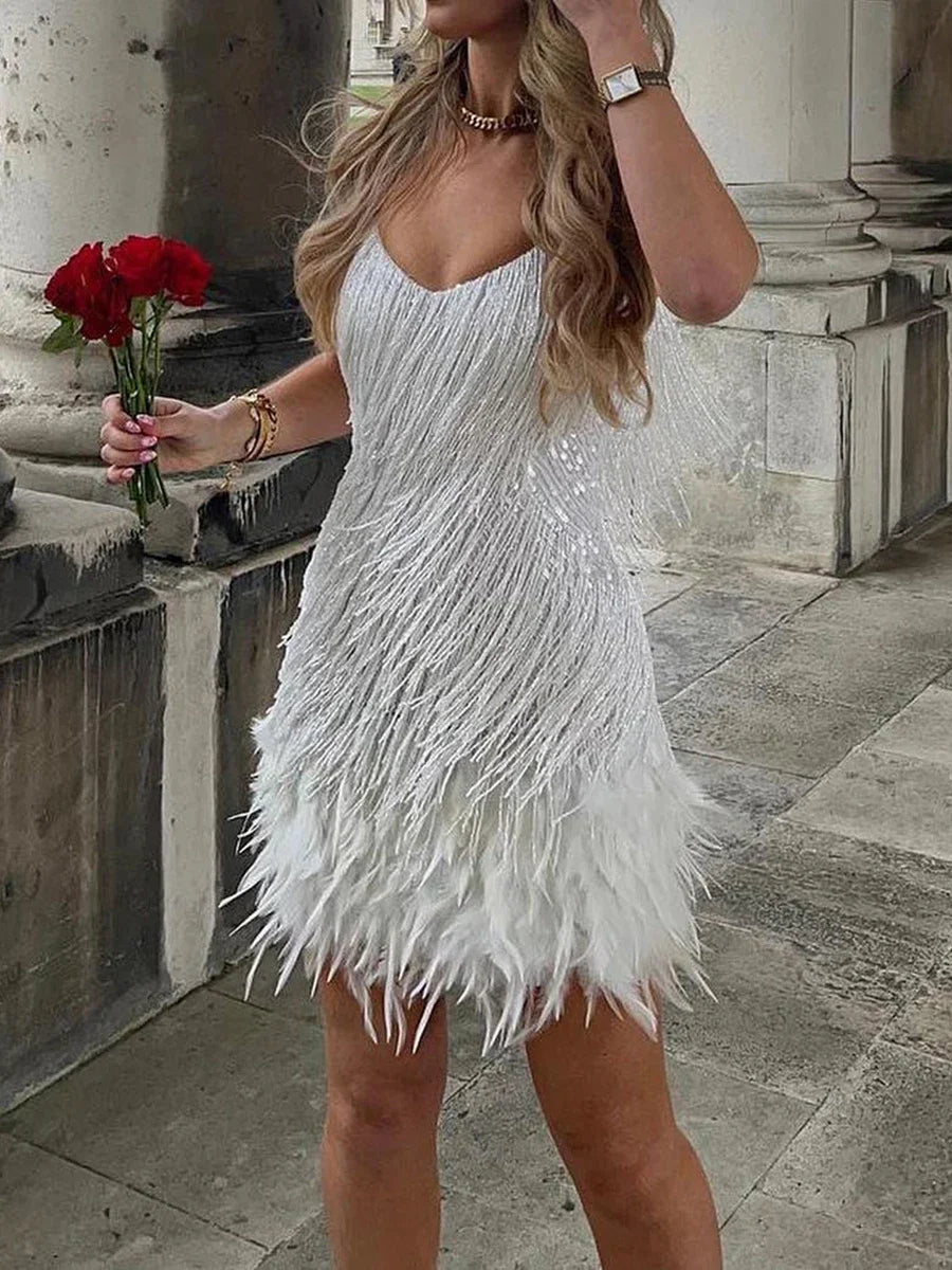Cute Feather Mini Dress 2