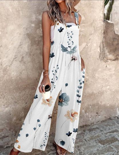 Daisy | Women's Floral Print Overalls Wide Leg Sleeveless Jumpsuit 2