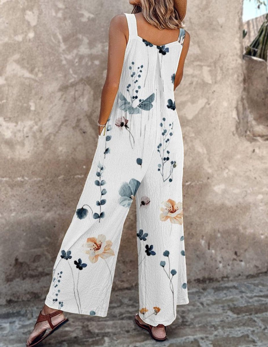 Daisy | Women's Floral Print Overalls Wide Leg Sleeveless Jumpsuit 3