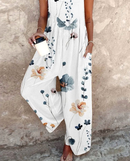 Daisy | Women's Floral Print Overalls Wide Leg Sleeveless Jumpsuit 4