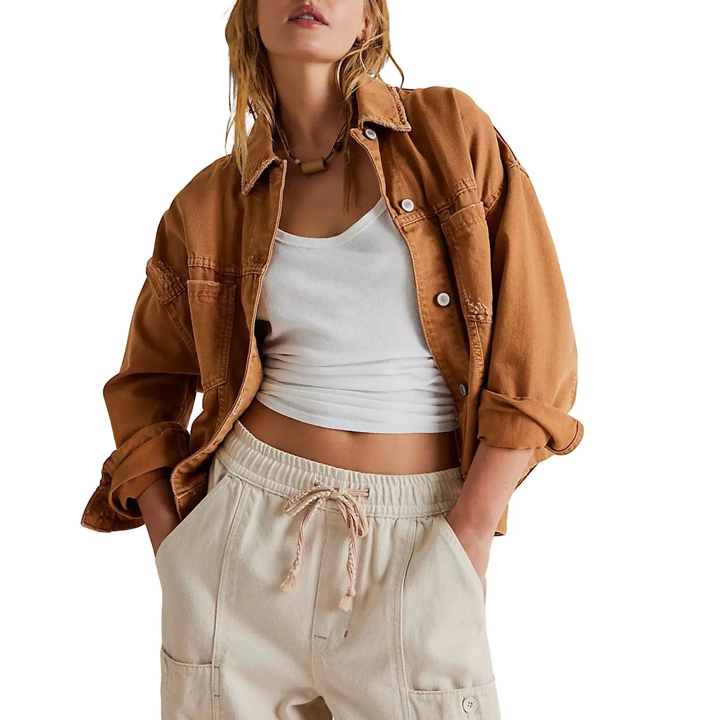 Denim Coat Single Breasted Women Jackets Turn Down Collar Outerwear Cardigan Solid Loose Pockets Washed Button High Street 2