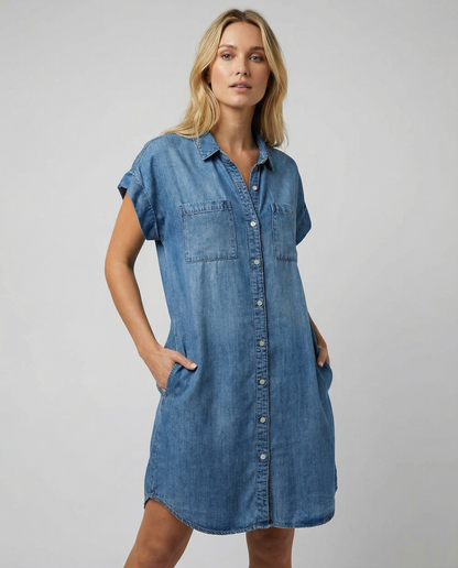 Denim Shirt Dress – Relaxed Fit with Practical Pockets 1