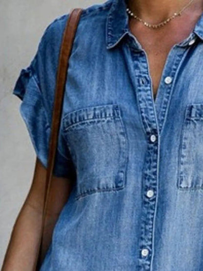Denim Shirt Dress – Relaxed Fit with Practical Pockets 7