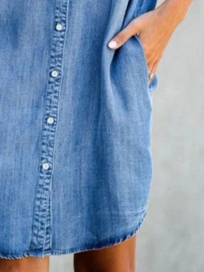 Denim Shirt Dress – Relaxed Fit with Practical Pockets 8