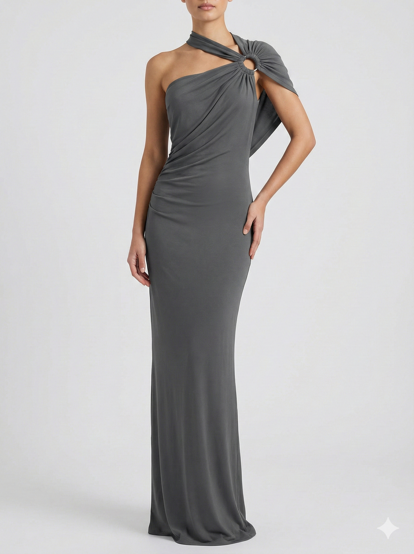 Draped One Shoulder Maxi Dress with Sculpted Silhouette 2