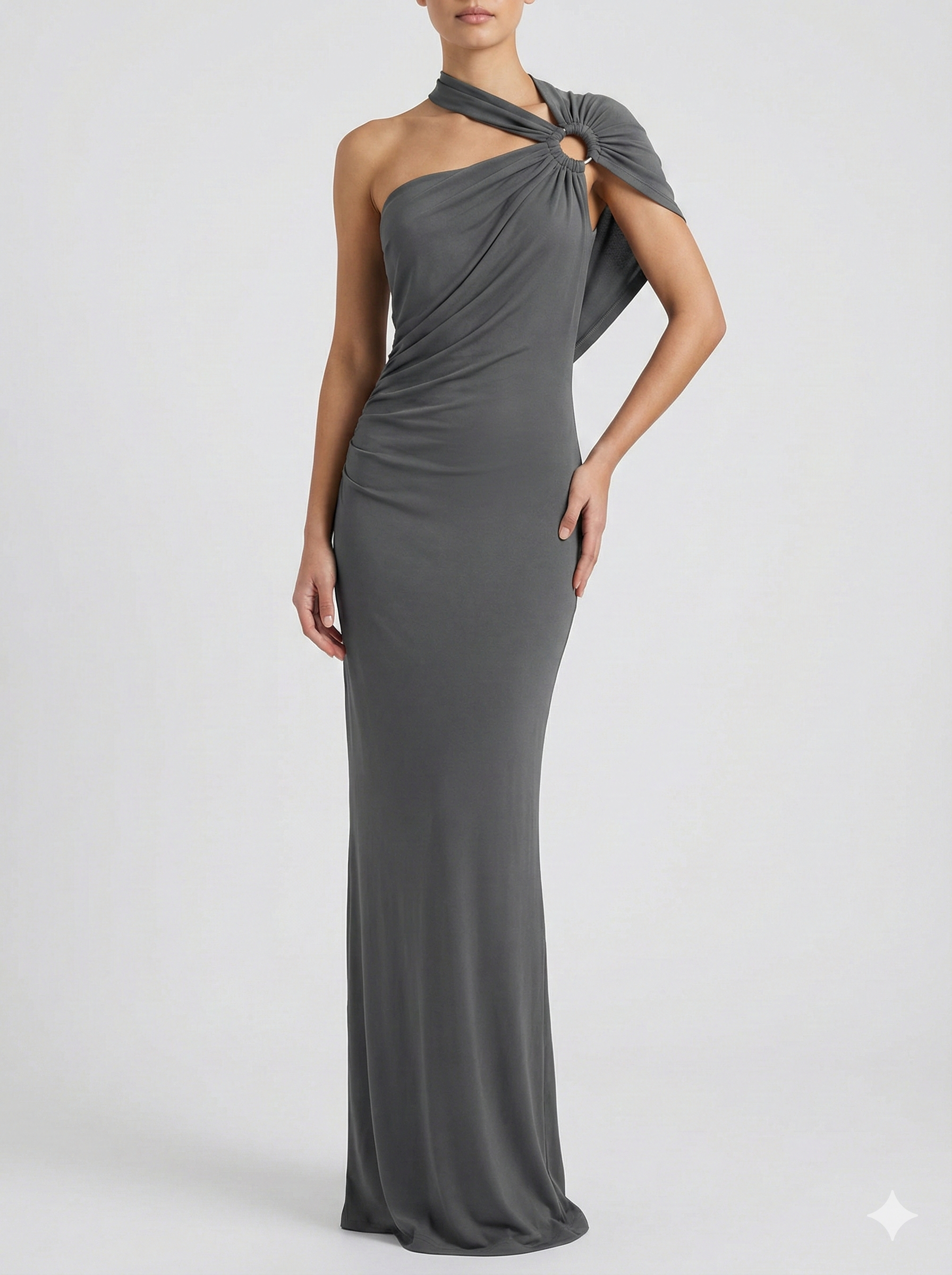 Draped One Shoulder Maxi Dress with Sculpted Silhouette 2