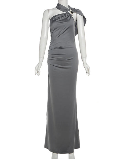 Draped One Shoulder Maxi Dress with Sculpted Silhouette 7