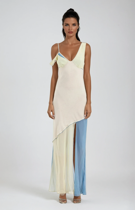 Elegant Asymmetrical Pastel Maxi Dress 1