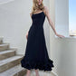 Elegant Black Ruffle Midi Dress 1