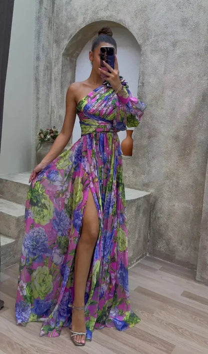 Elegant Flowy Shoulder Dress for Summer Events 0