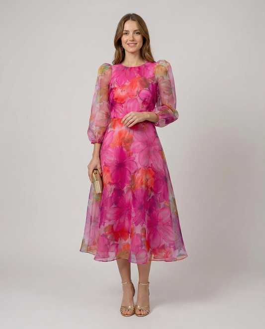 Elegant Mesh Dress – Stylish Printed Design for Office and Summer Outings 0