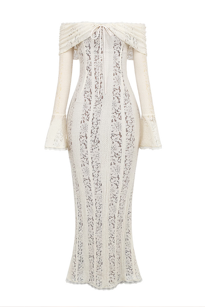 Elegant Off-Shoulder Lace Maxi Dress 6